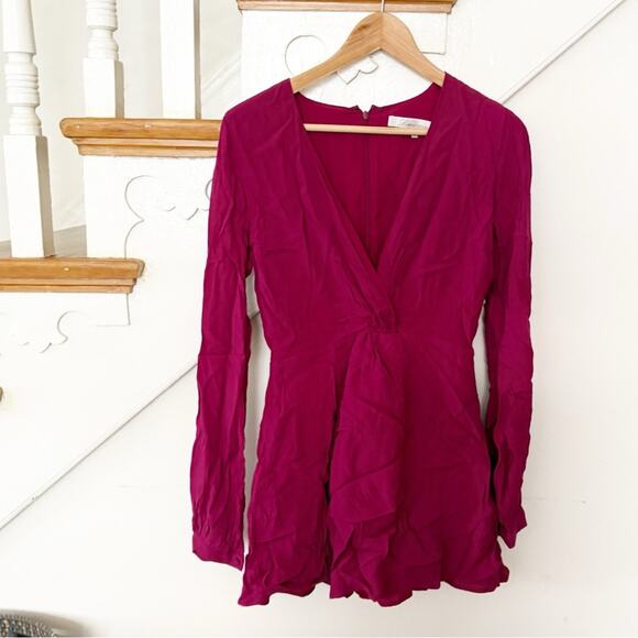 Lovers + Friends Windy Beach Mini Dress Fuchsia Plunge Back Zip Size S Small - Picture 2 of 7